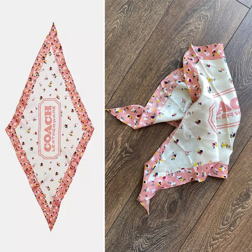 COACH Paint Dab Floral Silk Diamond Scarf